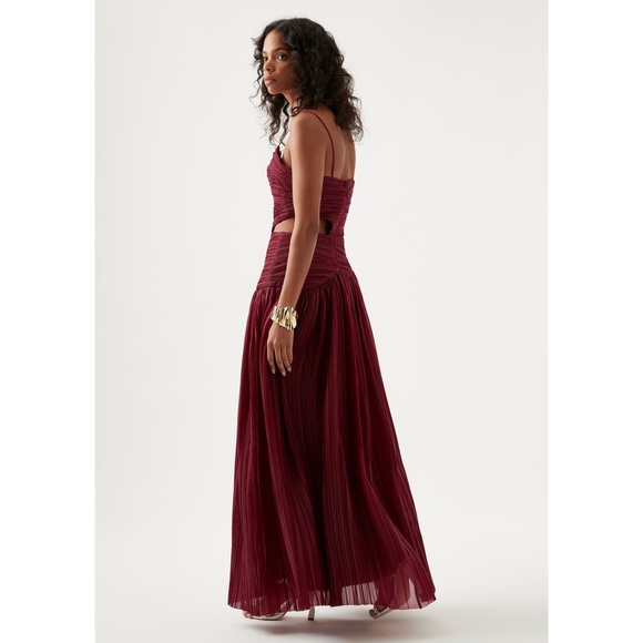 NEW Aje Laurier Wave Maxi Dress Burgundy 2 US - Picture 12 of 17